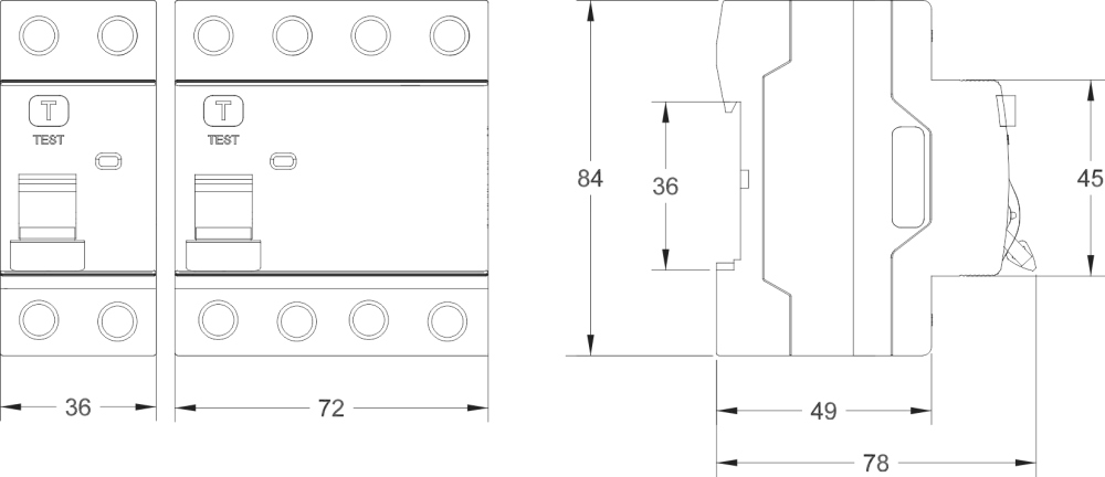CB7RL-100 Dimensions and Installation Sizes(mm)