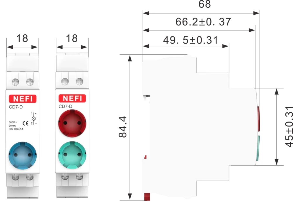 CD7 signal indicator light size