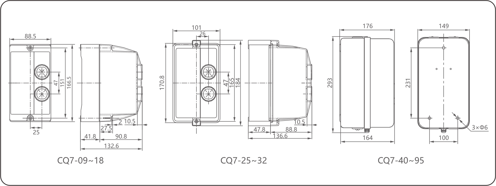 CQ7 Dimensions and Installation Sizes(mm)