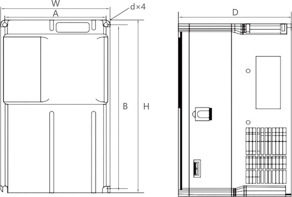 CVF9 VFD Dimensions and Installation Sizes(mm)