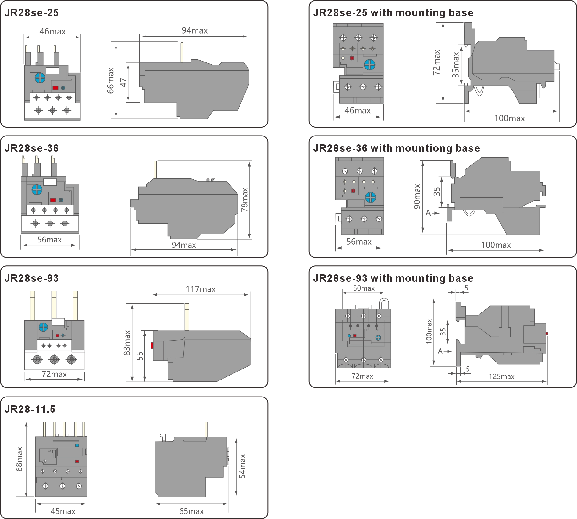 JR28se Dimensions and Installation Sizes(mm)