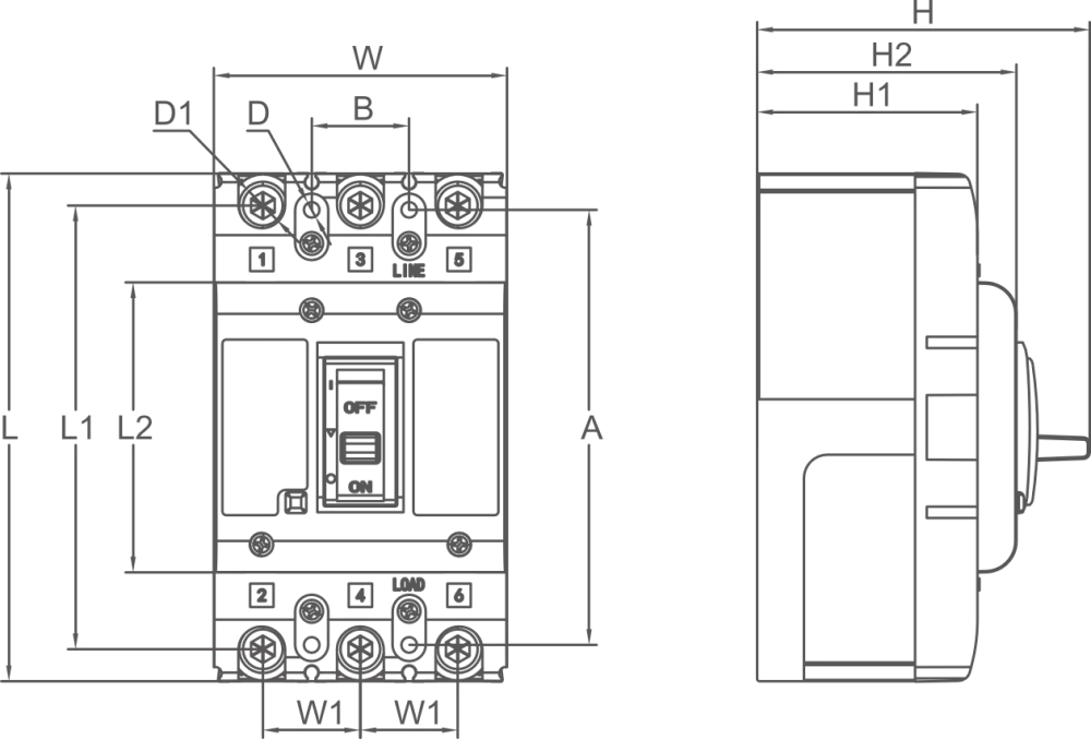CM9N MCCB Dimensions and Installation Sizes(mm)