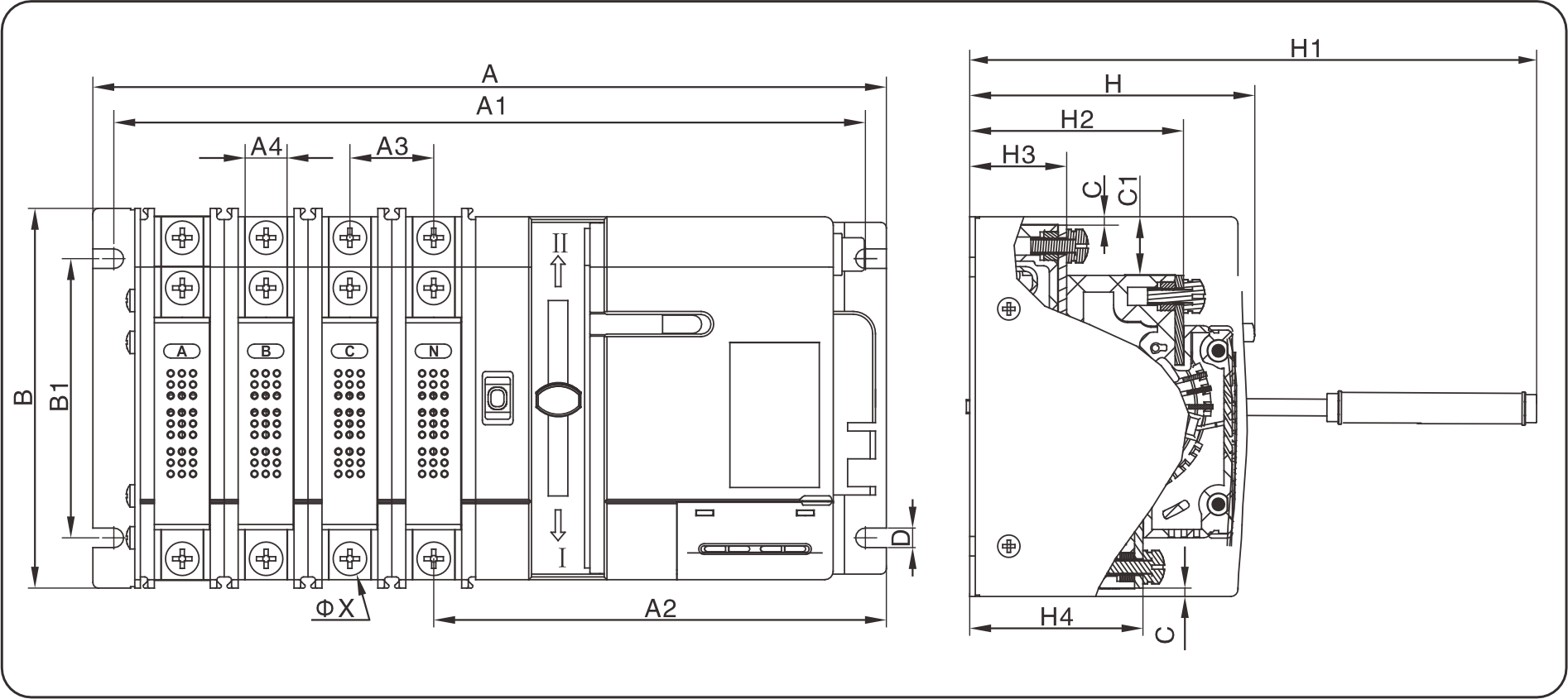 CZ9 ATS Dimensions and Installation Sizes(mm)