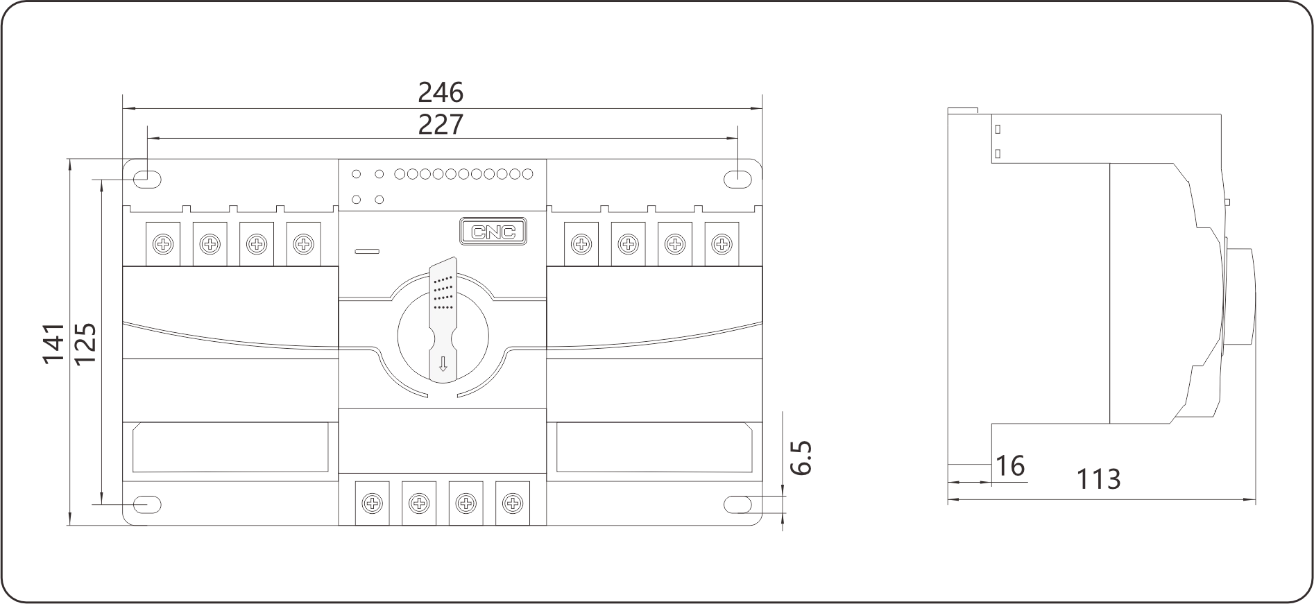 CZ9B ATS Dimensions and Installation Sizes(mm)